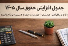 جدول حقوق و مزایای سال ۱۴۰۵