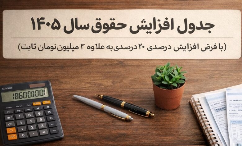 جدول حقوق و مزایای سال ۱۴۰۵